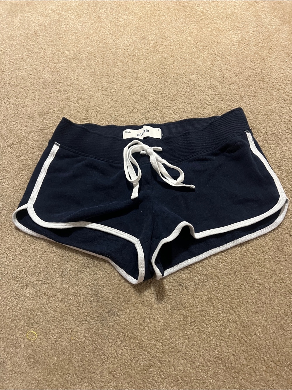 Hollister Navy Athletic Lounge Shorts with White Trim